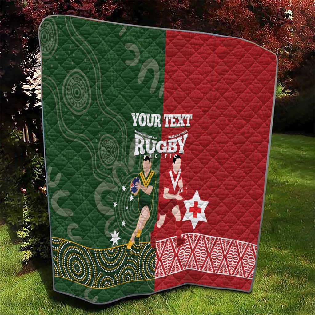 Custom Mate Maa Tonga And Kangaroo Australia Quilt Tongan Kupesi Mix Aboriginal Art LT14 - Polynesian Pride