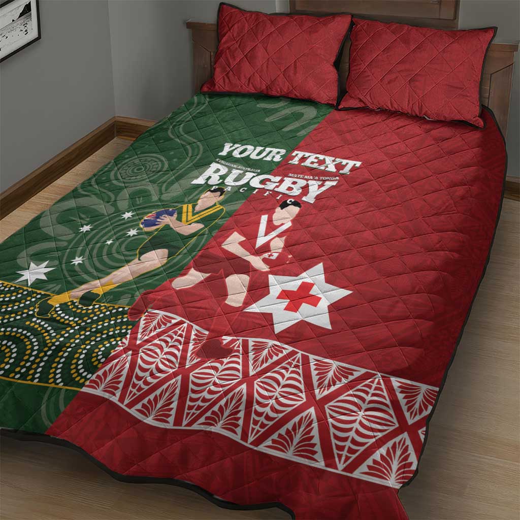 Custom Mate Maa Tonga And Kangaroo Australia Quilt Bed Set Tongan Kupesi Mix Aboriginal Art