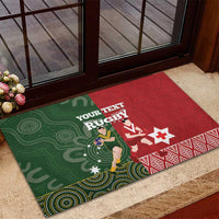 Custom Mate Maa Tonga And Kangaroo Australia Rubber Doormat Tongan Kupesi Mix Aboriginal Art LT14 - Polynesian Pride