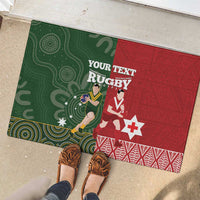 Custom Mate Maa Tonga And Kangaroo Australia Rubber Doormat Tongan Kupesi Mix Aboriginal Art LT14 - Polynesian Pride
