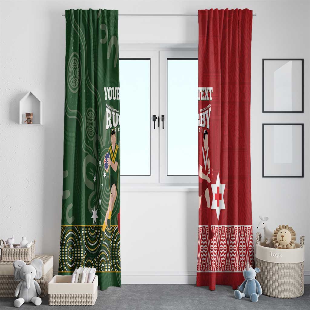 Custom Mate Maa Tonga And Kangaroo Australia Window Curtain Tongan Kupesi Mix Aboriginal Art