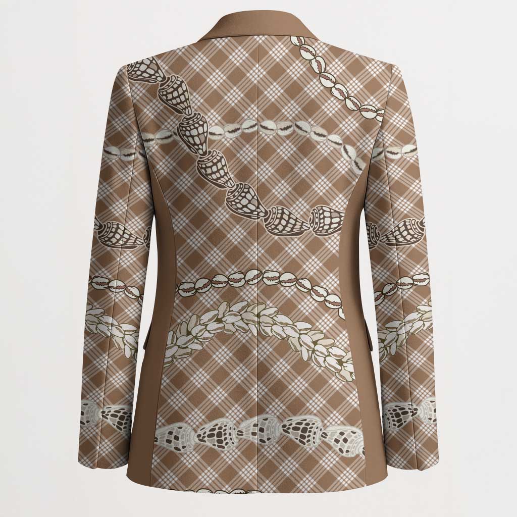 Brown Aloha Hawaii Shell Lei Blazer Palaka Hebrew Cone Honey Cowrie Elegant Curves - Polynesian Pride