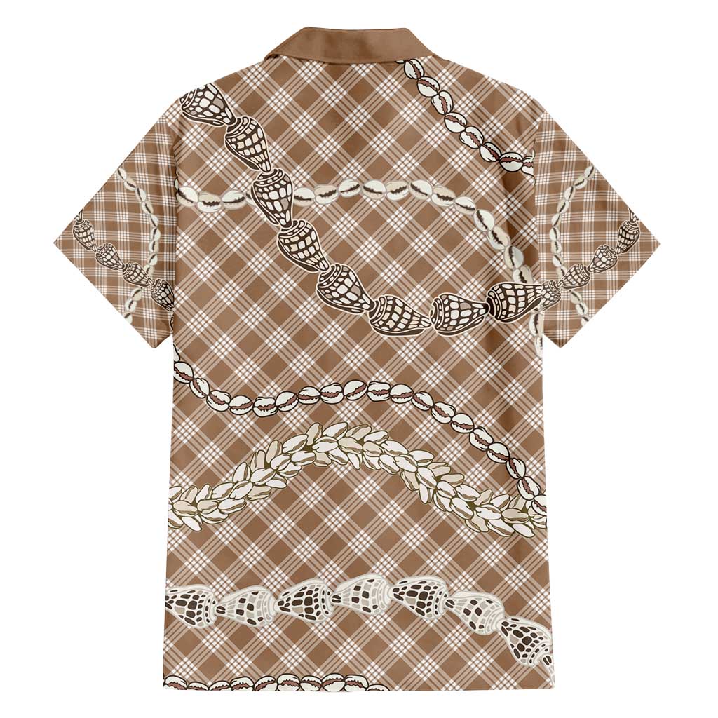 Brown Aloha Hawaii Shell Lei Family Matching Tank Maxi Dress and Hawaiian Shirt Palaka Hebrew Cone Honey Cowrie Elegant Curves - Polynesian Pride