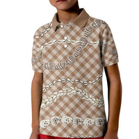 Brown Aloha Hawaii Shell Lei Kid Polo Shirt Palaka Hebrew Cone Honey Cowrie Elegant Curves - Polynesian Pride