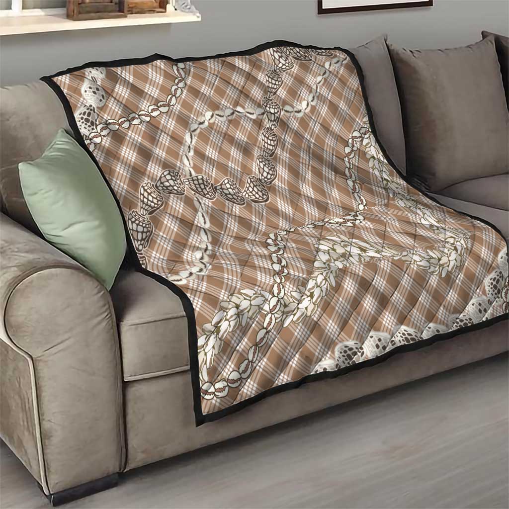 Brown Aloha Hawaii Shell Lei Quilt Palaka Hebrew Cone Honey Cowrie Elegant Curves - Polynesian Pride