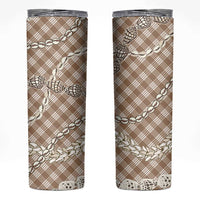 Brown Aloha Hawaii Shell Lei Skinny Tumbler Palaka Hebrew Cone Honey Cowrie Elegant Curves - Polynesian Pride