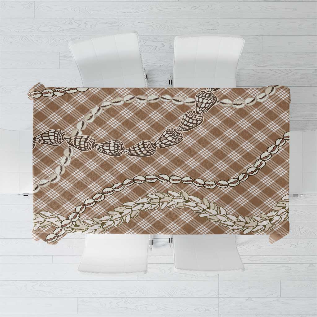 Brown Aloha Hawaii Shell Lei Tablecloth Palaka Hebrew Cone Honey Cowrie Elegant Curves - Polynesian Pride