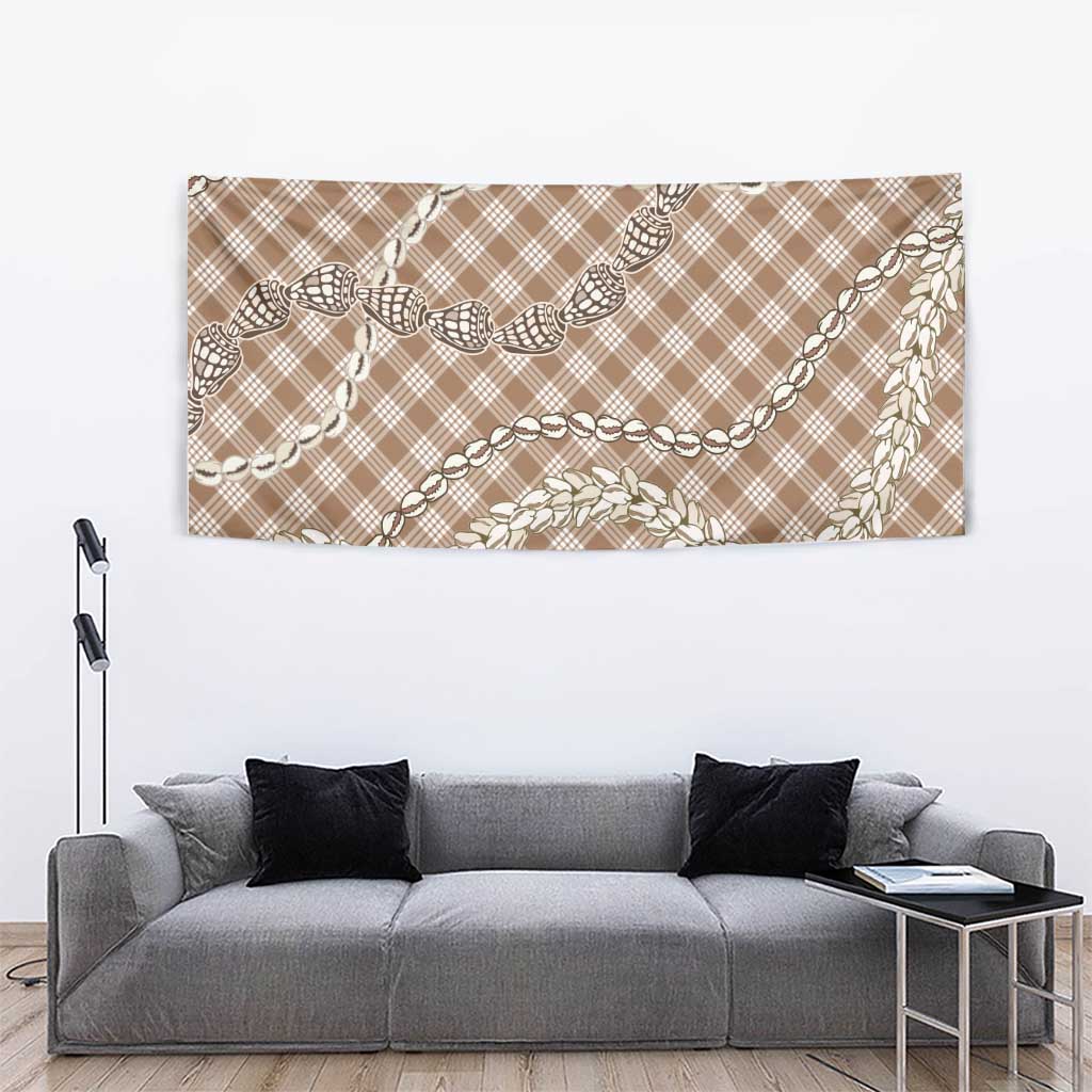 Brown Aloha Hawaii Shell Lei Tapestry Palaka Hebrew Cone Honey Cowrie Elegant Curves - Polynesian Pride