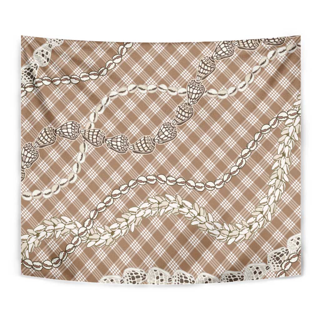 Brown Aloha Hawaii Shell Lei Tapestry Palaka Hebrew Cone Honey Cowrie Elegant Curves - Polynesian Pride