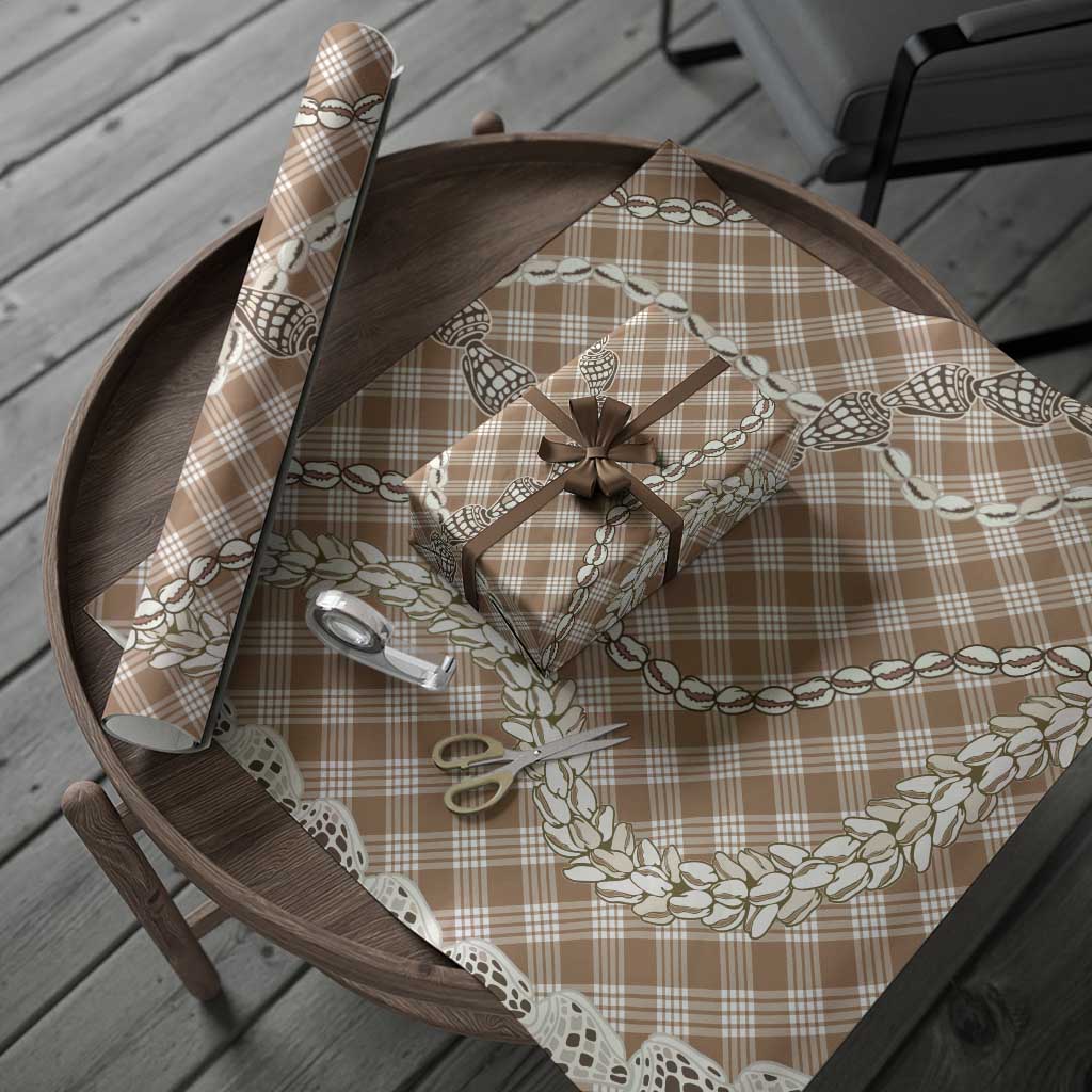 Brown Aloha Hawaii Shell Lei Wrapping Paper Palaka Hebrew Cone Honey Cowrie Elegant Curves - Polynesian Pride