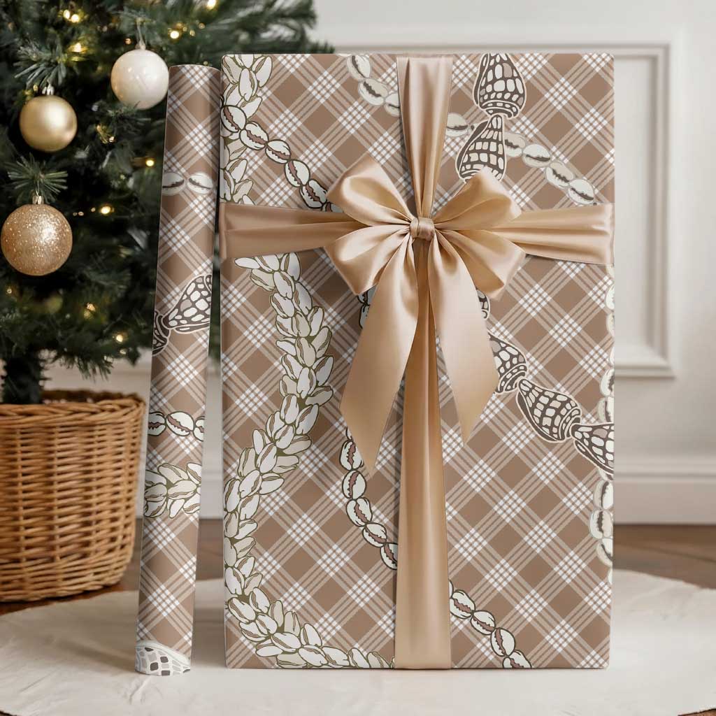 Brown Aloha Hawaii Shell Lei Wrapping Paper Palaka Hebrew Cone Honey Cowrie Elegant Curves - Polynesian Pride