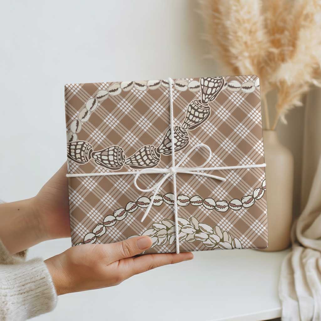 Brown Aloha Hawaii Shell Lei Wrapping Paper Palaka Hebrew Cone Honey Cowrie Elegant Curves - Polynesian Pride