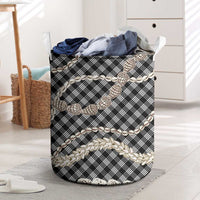 Black Aloha Hawaii Shell Lei Laundry Basket Palaka Hebrew Cone Honey Cowrie Elegant Curves LT14 Black - Polynesian Pride