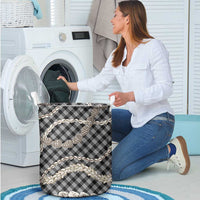 Black Aloha Hawaii Shell Lei Laundry Basket Palaka Hebrew Cone Honey Cowrie Elegant Curves LT14 - Polynesian Pride
