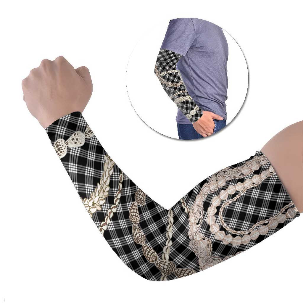 Black Aloha Hawaii Shell Lei Arm Sleeves Palaka Hebrew Cone Honey Cowrie Elegant Curves - Polynesian Pride