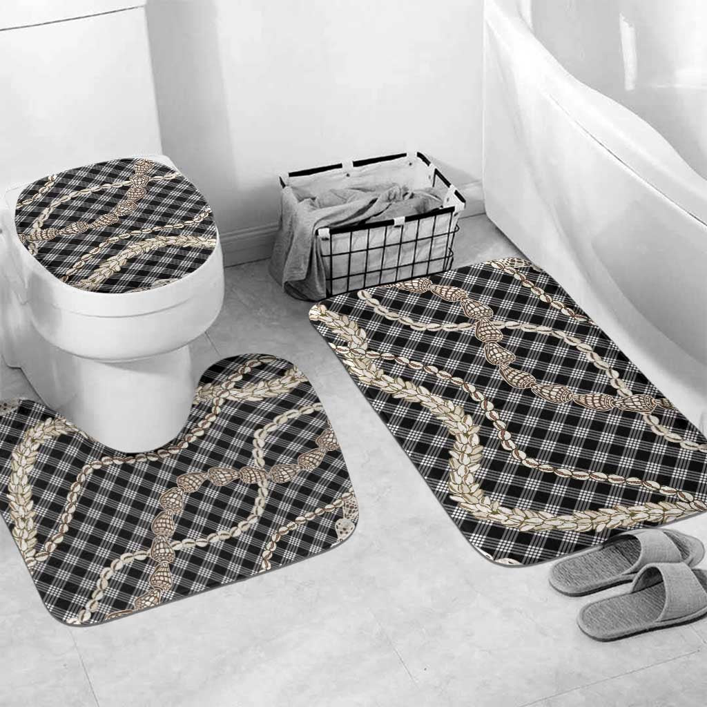 Black Aloha Hawaii Shell Lei Bathroom Set Palaka Hebrew Cone Honey Cowrie Elegant Curves - Polynesian Pride