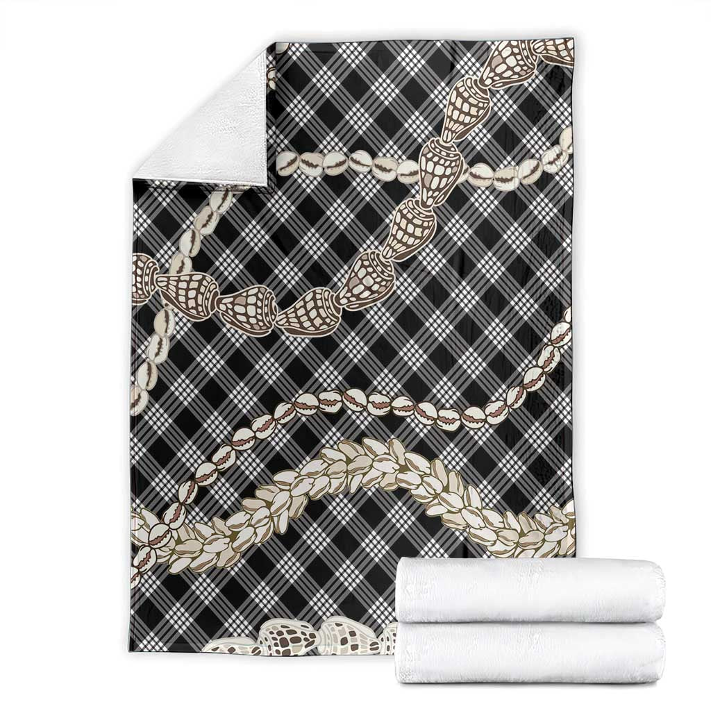 Black Aloha Hawaii Shell Lei Blanket Palaka Hebrew Cone Honey Cowrie Elegant Curves - Polynesian Pride