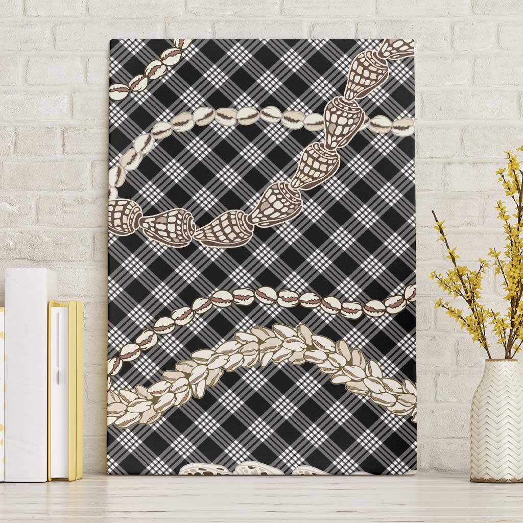 Black Aloha Hawaii Shell Lei Canvas Wall Art Palaka Hebrew Cone Honey Cowrie Elegant Curves - Polynesian Pride