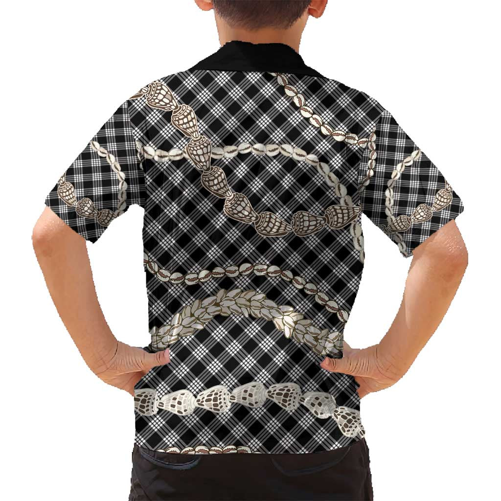 Black Aloha Hawaii Shell Lei Family Matching Tank Maxi Dress and Hawaiian Shirt Palaka Hebrew Cone Honey Cowrie Elegant Curves - Polynesian Pride