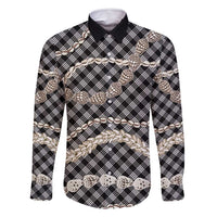 Black Aloha Hawaii Shell Lei Family Matching Tank Maxi Dress and Hawaiian Shirt Palaka Hebrew Cone Honey Cowrie Elegant Curves - Polynesian Pride