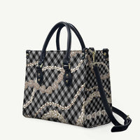 Black Aloha Hawaii Shell Lei Leather Bag Palaka Hebrew Cone Honey Cowrie Elegant Curves - Polynesian Pride