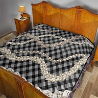 Black Aloha Hawaii Shell Lei Quilt Palaka Hebrew Cone Honey Cowrie Elegant Curves - Polynesian Pride