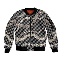 Black Aloha Hawaii Shell Lei Sleeve Zip Bomber Jacket Palaka Hebrew Cone Honey Cowrie Elegant Curves - Polynesian Pride