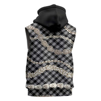 Black Aloha Hawaii Shell Lei Sleeveless Hoodie Palaka Hebrew Cone Honey Cowrie Elegant Curves - Polynesian Pride