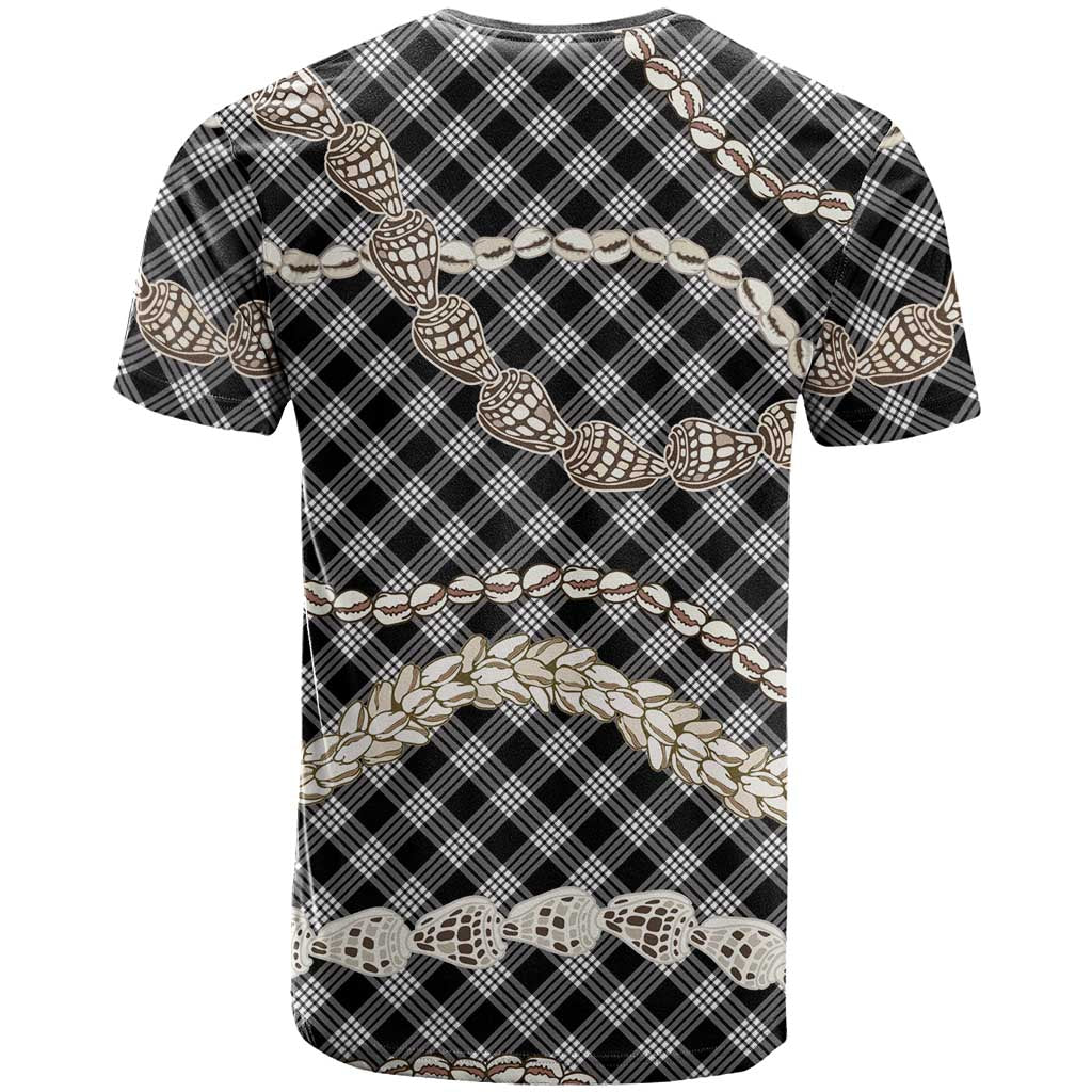 Black Aloha Hawaii Shell Lei T Shirt Palaka Hebrew Cone Honey Cowrie Elegant Curves - Polynesian Pride