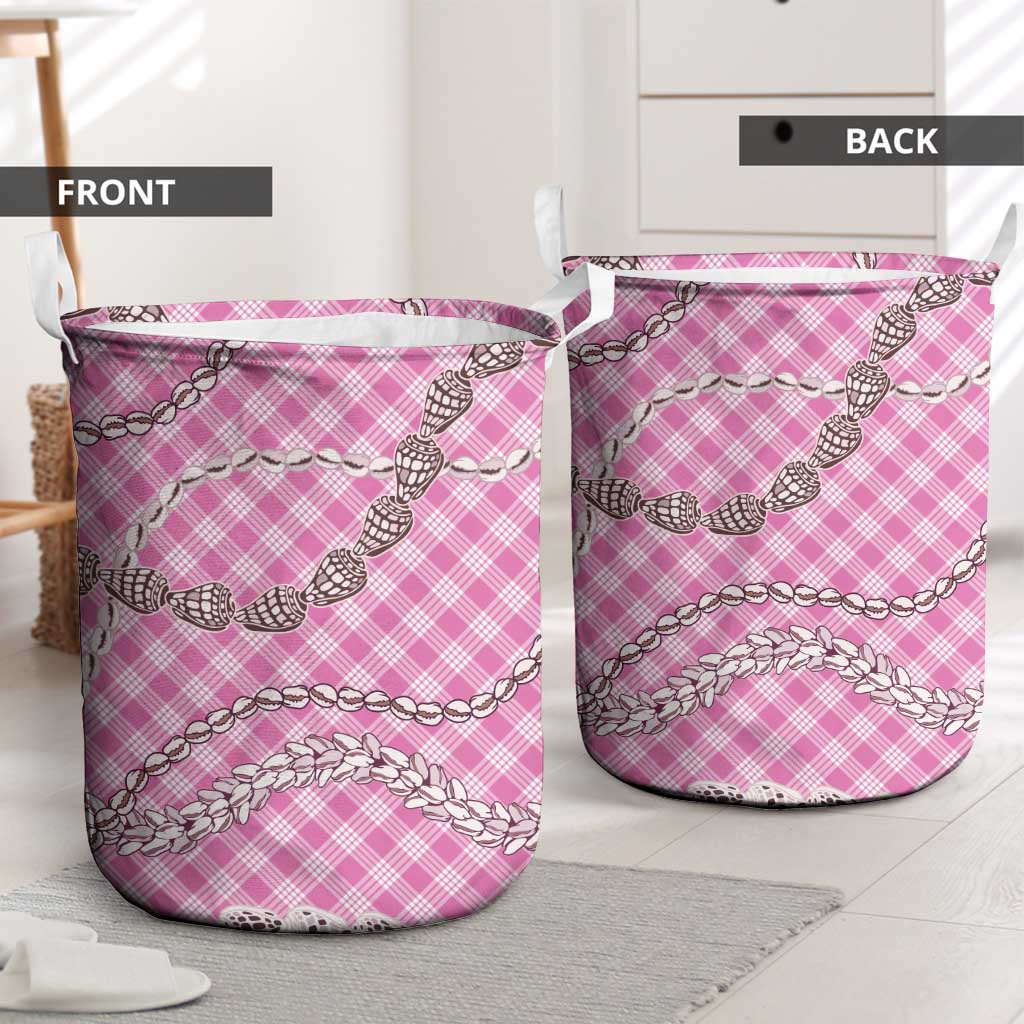 Pink Aloha Hawaii Shell Lei Laundry Basket Palaka Hebrew Cone Honey Cowrie Elegant Curves LT14 - Polynesian Pride