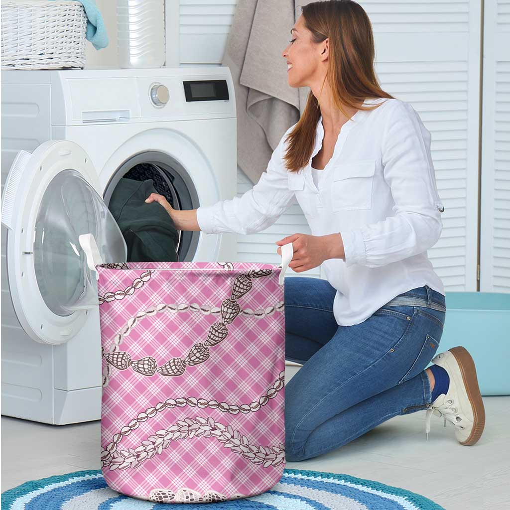 Pink Aloha Hawaii Shell Lei Laundry Basket Palaka Hebrew Cone Honey Cowrie Elegant Curves LT14 - Polynesian Pride