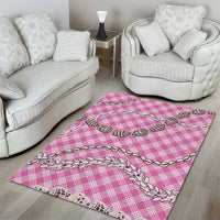 Pink Aloha Hawaii Shell Lei Area Rug Palaka Hebrew Cone Honey Cowrie Elegant Curves - Polynesian Pride