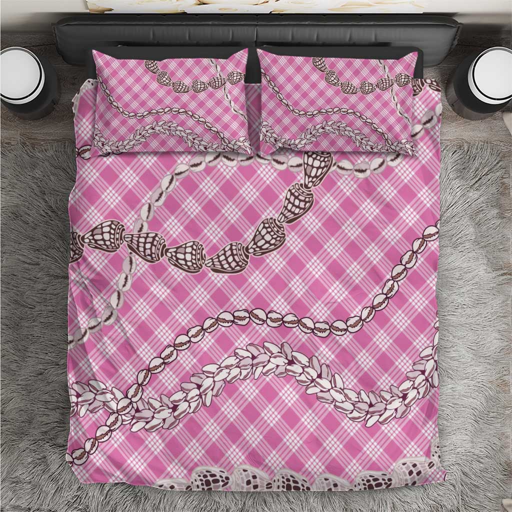 Pink Aloha Hawaii Shell Lei Bedding Set Palaka Hebrew Cone Honey Cowrie Elegant Curves - Polynesian Pride