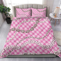Pink Aloha Hawaii Shell Lei Bedding Set Palaka Hebrew Cone Honey Cowrie Elegant Curves - Polynesian Pride