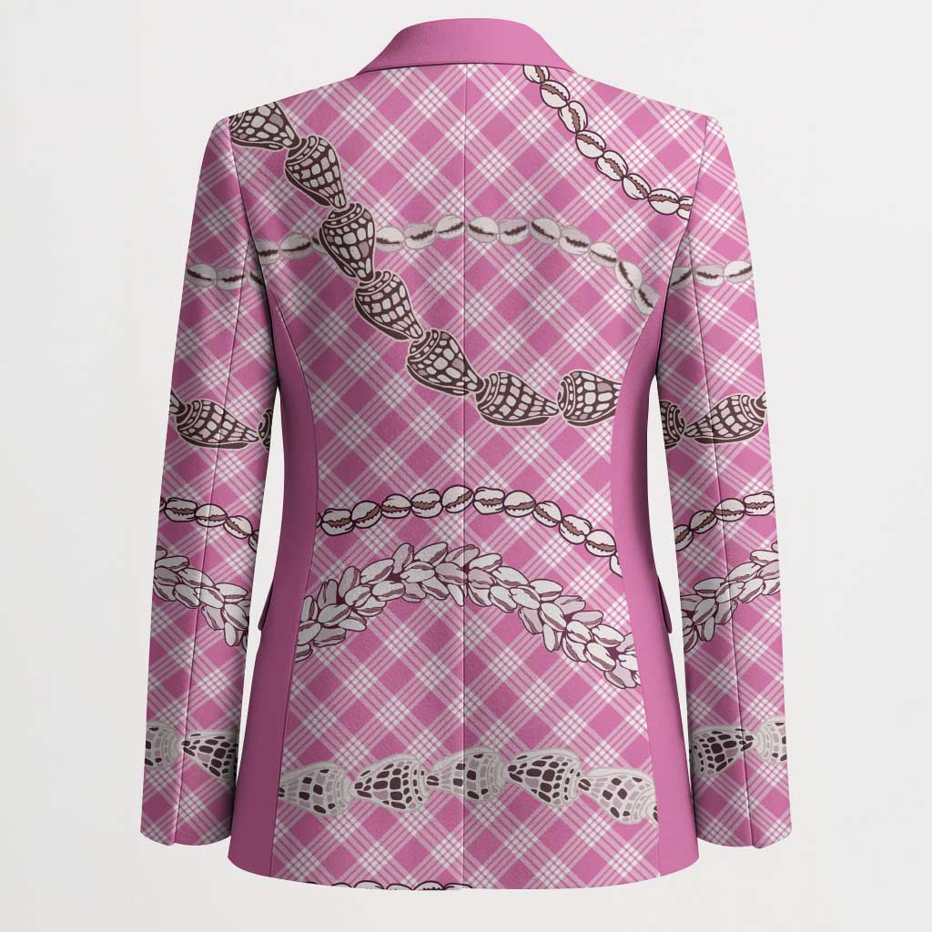 Pink Aloha Hawaii Shell Lei Blazer Palaka Hebrew Cone Honey Cowrie Elegant Curves - Polynesian Pride