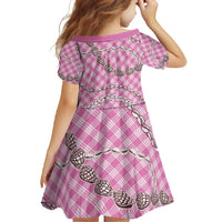 Pink Aloha Hawaii Shell Lei Family Matching Long Sleeve Bodycon Dress and Hawaiian Shirt Palaka Hebrew Cone Honey Cowrie Elegant Curves - Polynesian Pride