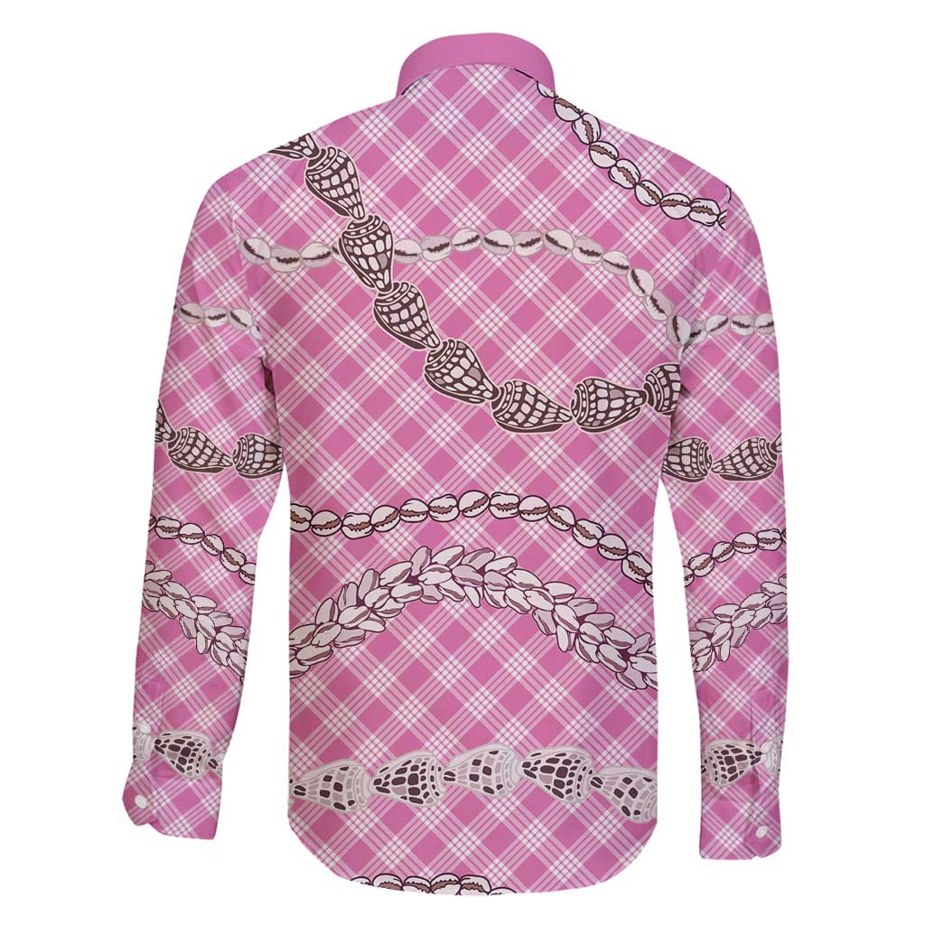 Pink Aloha Hawaii Shell Lei Family Matching Mermaid Dress and Hawaiian Shirt Palaka Hebrew Cone Honey Cowrie Elegant Curves - Polynesian Pride