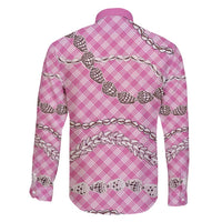 Pink Aloha Hawaii Shell Lei Family Matching Puletasi and Hawaiian Shirt Palaka Hebrew Cone Honey Cowrie Elegant Curves - Polynesian Pride