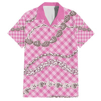 Pink Aloha Hawaii Shell Lei Hawaiian Shirt Palaka Hebrew Cone Honey Cowrie Elegant Curves - Polynesian Pride