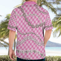 Pink Aloha Hawaii Shell Lei Hawaiian Shirt Palaka Hebrew Cone Honey Cowrie Elegant Curves - Polynesian Pride