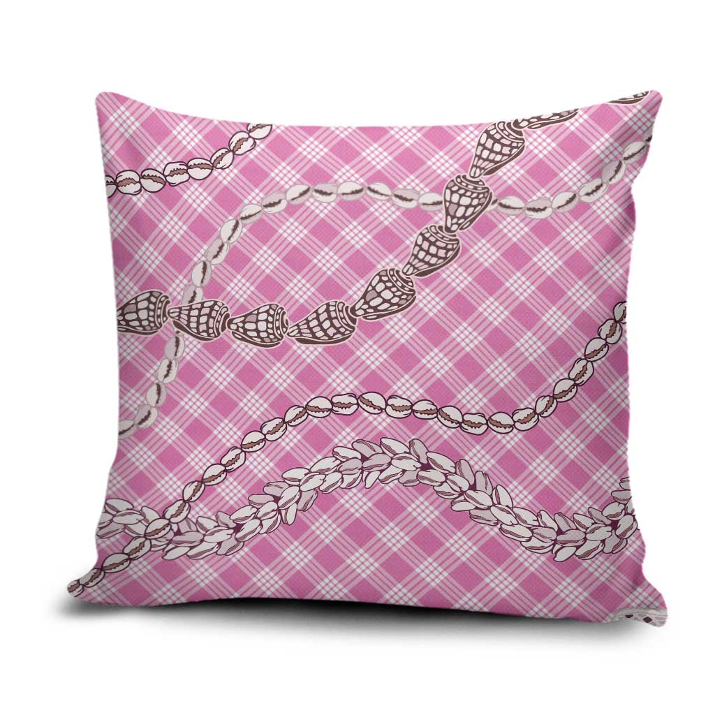 Pink Aloha Hawaii Shell Lei Pillow Cover Palaka Hebrew Cone Honey Cowrie Elegant Curves - Polynesian Pride