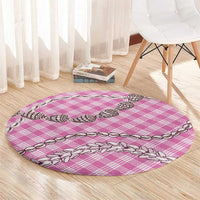 Pink Aloha Hawaii Shell Lei Round Carpet Palaka Hebrew Cone Honey Cowrie Elegant Curves - Polynesian Pride