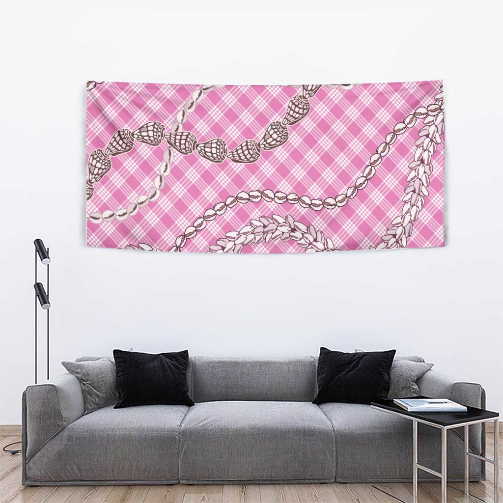 Pink Aloha Hawaii Shell Lei Tapestry Palaka Hebrew Cone Honey Cowrie Elegant Curves - Polynesian Pride