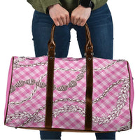 Pink Aloha Hawaii Shell Lei Travel Bag Palaka Hebrew Cone Honey Cowrie Elegant Curves - Polynesian Pride