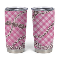 Pink Aloha Hawaii Shell Lei Tumbler Cup Palaka Hebrew Cone Honey Cowrie Elegant Curves - Polynesian Pride