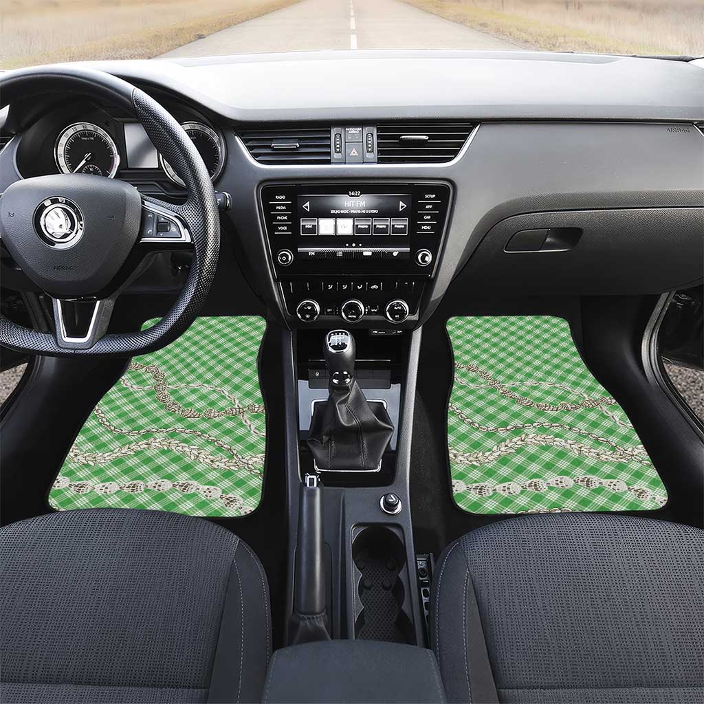 Green Aloha Hawaii Shell Lei Car Mats Palaka Hebrew Cone Honey Cowrie Elegant Curves - Polynesian Pride