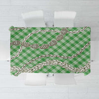 Green Aloha Hawaii Shell Lei Tablecloth Palaka Hebrew Cone Honey Cowrie Elegant Curves - Polynesian Pride