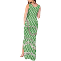Green Aloha Hawaii Shell Lei Tank Maxi Dress Palaka Hebrew Cone Honey Cowrie Elegant Curves - Polynesian Pride