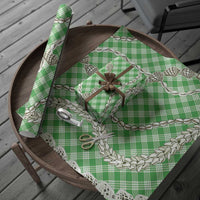 Green Aloha Hawaii Shell Lei Wrapping Paper Palaka Hebrew Cone Honey Cowrie Elegant Curves - Polynesian Pride