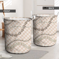 Beige Aloha Hawaii Shell Lei Laundry Basket Palaka Hebrew Cone Honey Cowrie Elegant Curves LT14 - Polynesian Pride